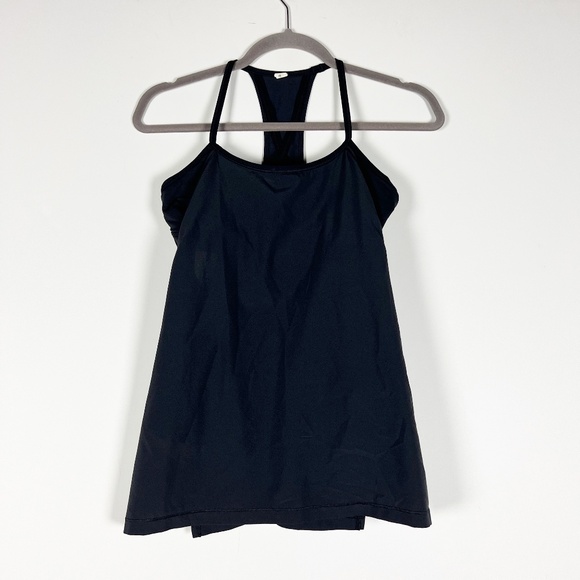 Lululemon Women's Amped Racerback Athletic Work Out Tank Top Solid Black 6 - Picture 1 of 2